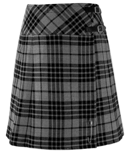 Ladies Grey Watch Tartan Mini Billie Kilt Mod Skirt Girls Mini Billie Skirt
