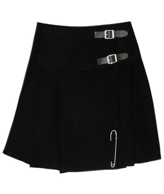 Ladies Plain Black Tartan Mini Billie Kilt Mod Skirt Girls Mini Billie Skirt