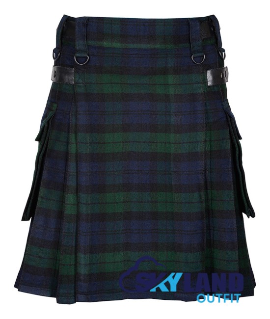 Scottish Black Watch Tartan Kilt Modern Utility Kilts