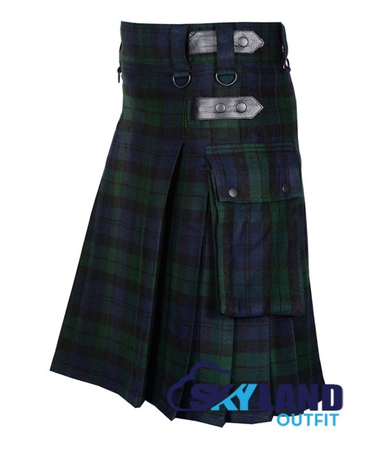 Scottish Black Watch Tartan Kilt Modern Utility Kilts