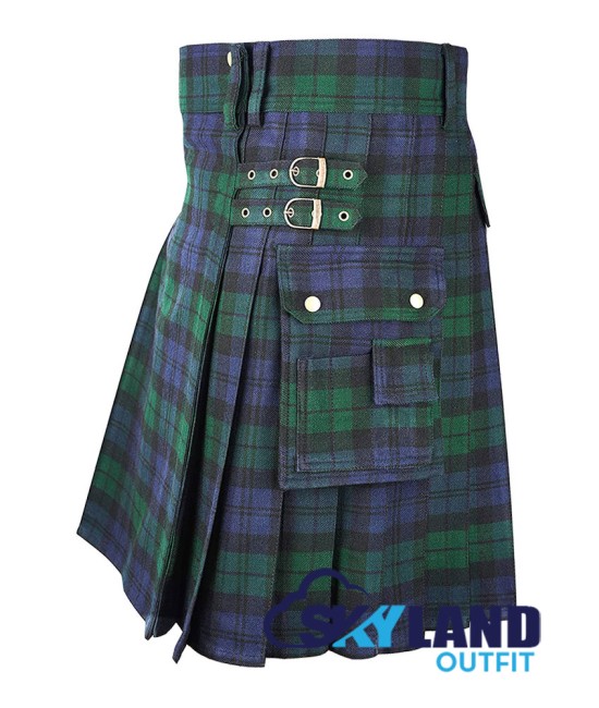 Scottish Black Watch Tartan Kilt Utility Modern Kilts