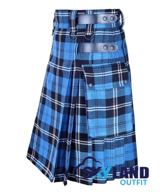 Scottish Ramsay Blue Hunting Tartan Kilt Modern Utility Kilts
