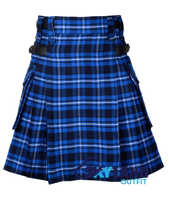 Scottish Ramsay Blue Tartan Kilt Modern Utility Kilts 