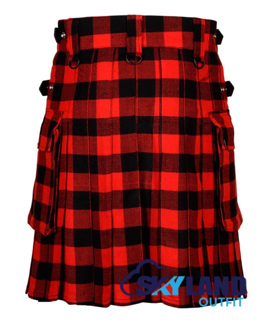 Scottish Red, Black Rob Roy Tartan Kilt Modern Utility Kilts