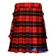 Scottish Wallace tartan utility kilt with adjustable leather straps