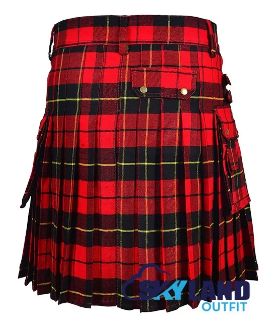 Mens Scottish Kilt Modern Royal Stewart Tartan Utility Fashion