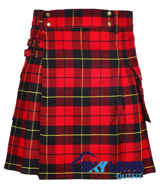 Scottish Wallace Tartan Kilt Modern Utility Kilt with Side Pockets