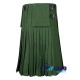 Scottish 8-Yard Forest Green Wool Kilt with 3 Detachable Pockets