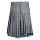 Scottish 8-Yard Grey Wool Kilt with 3 Detachable Pockets