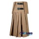 Scottish 8-Yard Khaki Wool Kilt with 3 Detachable Pockets