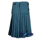 Scottish 8-Yard Smooking Blue Wool Kilt with 3 Detachable Pockets