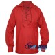 Jacobite ghillie kilt shirt red cotton Jacobean full sleeve shirt